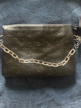 Louis Vuitton Coussin PM Black Lambskin with Chunky Silver Chain